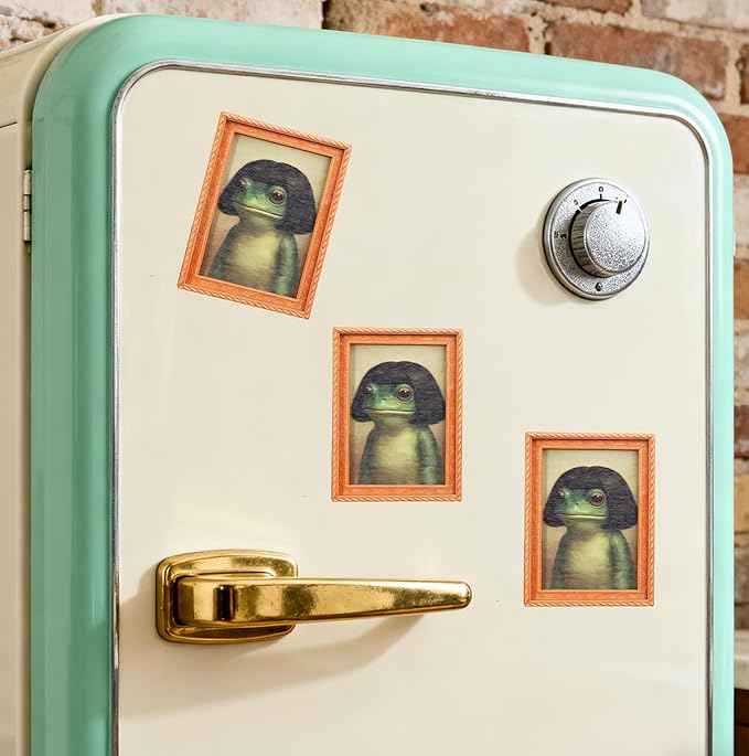 Frog-shaped wooden refrigerator magnet