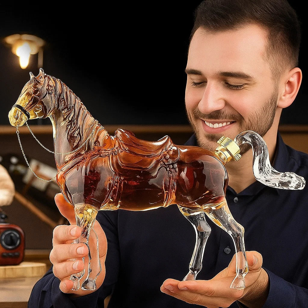 🐴 Zodiac Horse Glass Wine Bottle