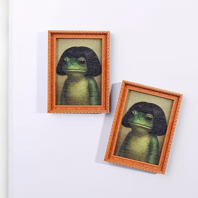 Frog-shaped wooden refrigerator magnet
