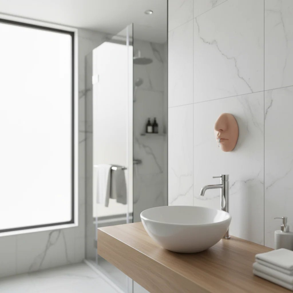 Realistic nose-shaped wall-mounted soap dispenser