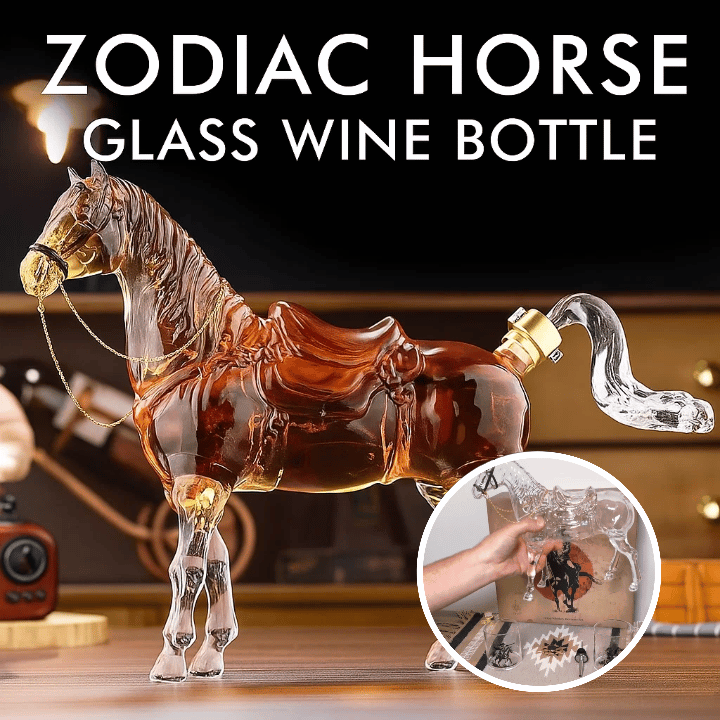 🐴 Zodiac Horse Glass Wine Bottle